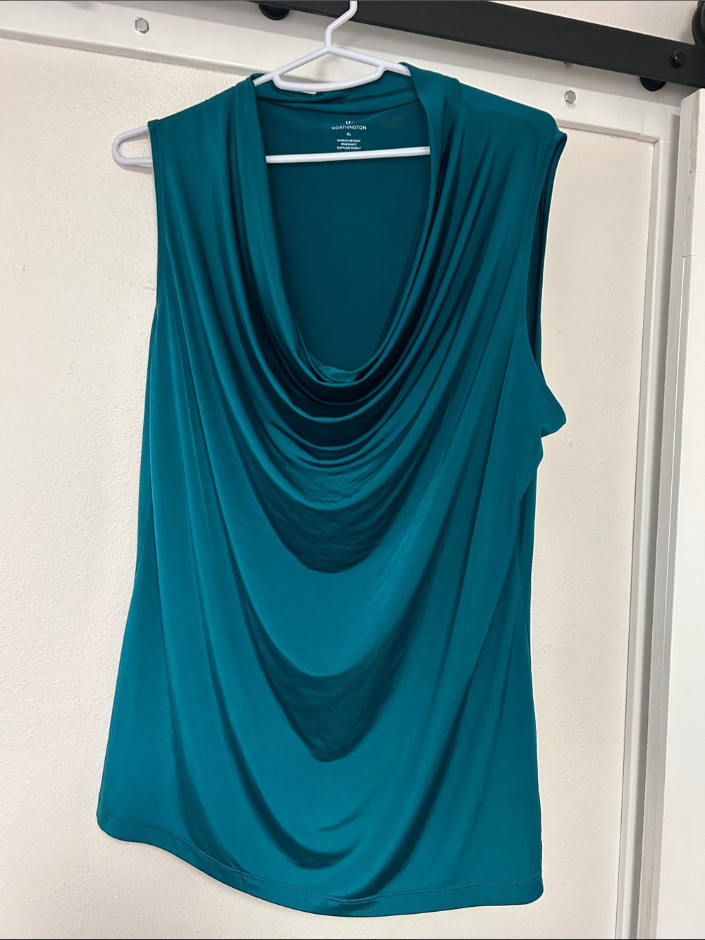 Worthington Teal Draped Sleeveless Camisole